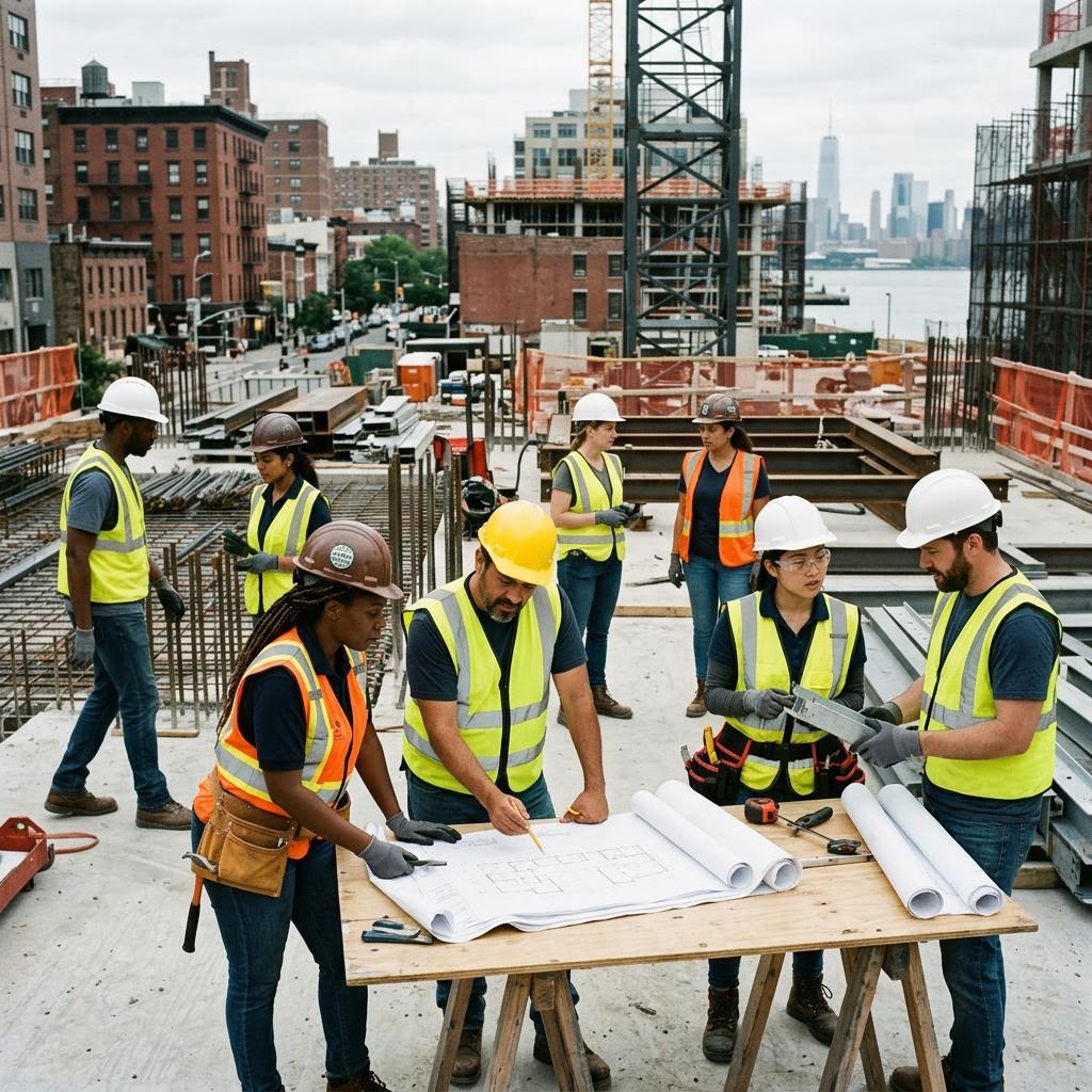 Diverse group of construction workers